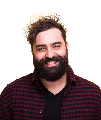 happy-smiling-bearded-hipster-man-on-yellow-backgr-PX3YBMQ